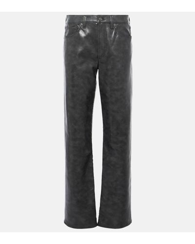 Agolde Sloane Mid-rise Leather Straight Trousers - Grey