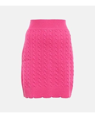 Patou Minifalda de punto trenzado de lana - Rosa