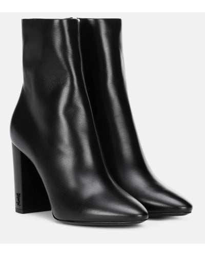 Saint Laurent Lou 95 Leather Ankle Boots - Black