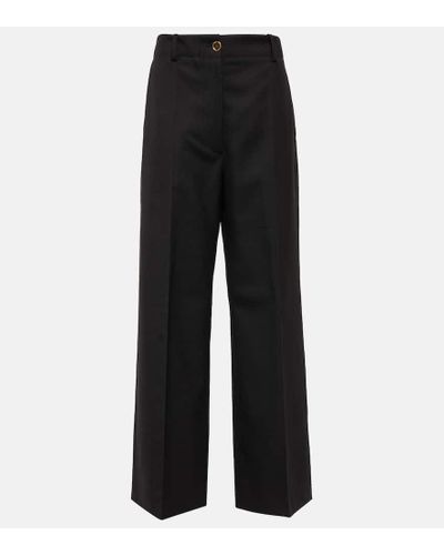 Patou Wide-leg Wool Pants - Black