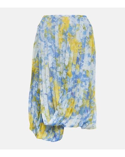 Dries Van Noten Floral-printed Chiffon Midi Skirt - Blue