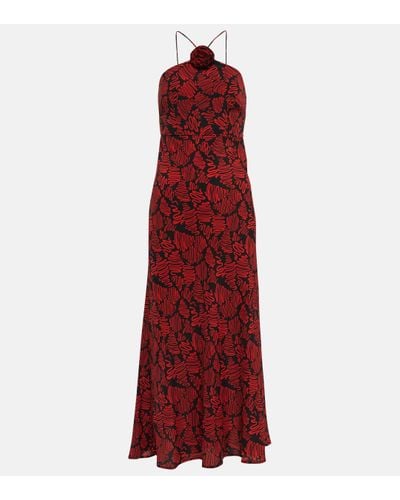 RIXO London Lana Printed Silk-blend Midi Dress - Red