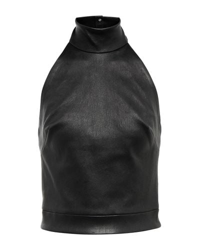 Stouls Vicky Halterneck Leather Top - Black