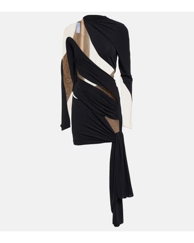 Mugler Draped Tulle-embellished Minidress - Black