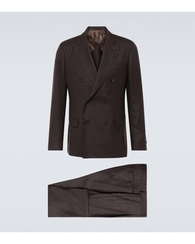 Lardini Prince Of Wales Checked Wool Suit - Black