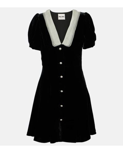 Miu Miu Vestido corto de terciopelo y organza - Negro