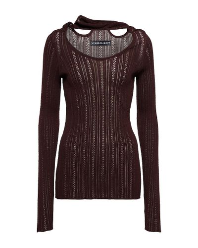 Y. Project Cutout Pointelle Long-sleeved Top - Brown