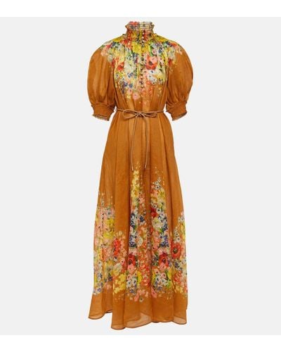 Zimmermann Vestido largo Alight floral - Naranja