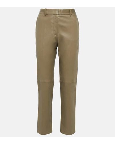 JOSEPH Coleman High-rise Slim Leather Pants - Natural