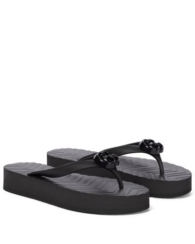 Gucci Pascar Logo-embellished Rubber Platform Flip Flops - Black