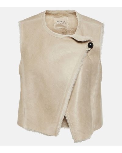 Isabel Marant Cassylia Cropped Shearling Vest - Natural