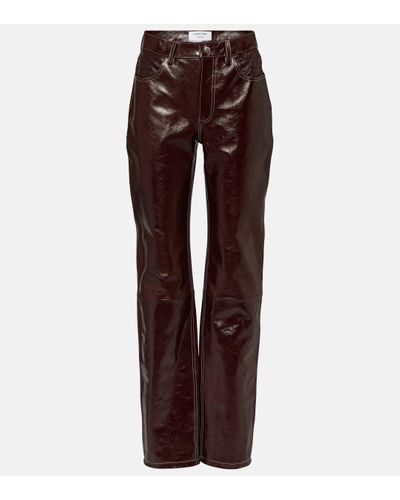 Marine Serre Ombre High-rise Leather Straight Trousers - Purple