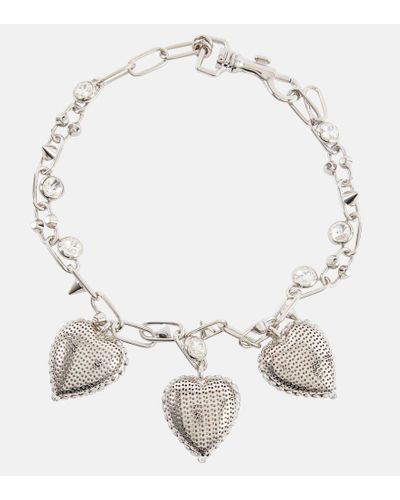 Alessandra Rich Embellished Chain Necklace - Metallic
