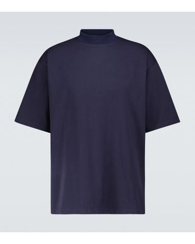 Winnie New York Mock Neck Cotton T-shirt - Blue