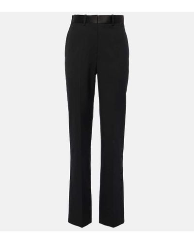 Victoria Beckham Pantalones rectos en mezcla de lana - Negro