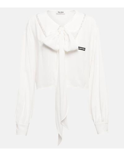 Miu Miu Bestickte Bluse aus Sable - Weiß
