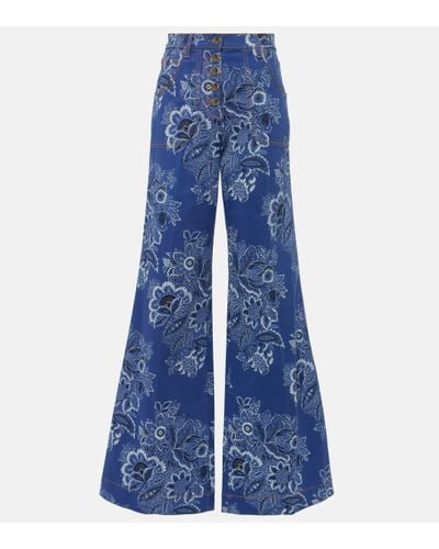 Etro Floral High-rise Flared Jeans - Blue