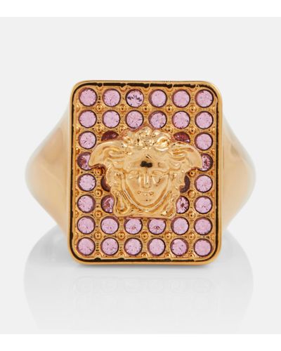Versace La Medusa Crystal-embellished Ring - Pink