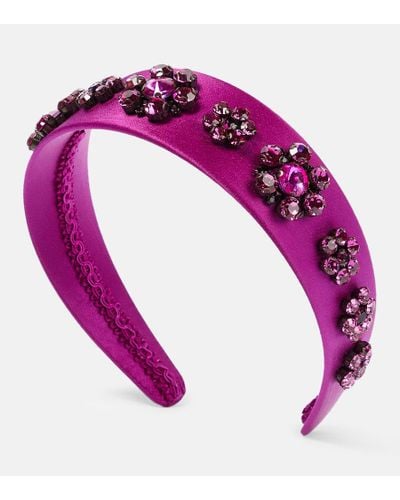 Erdem Crystal-embellished Satin Headband - Pink