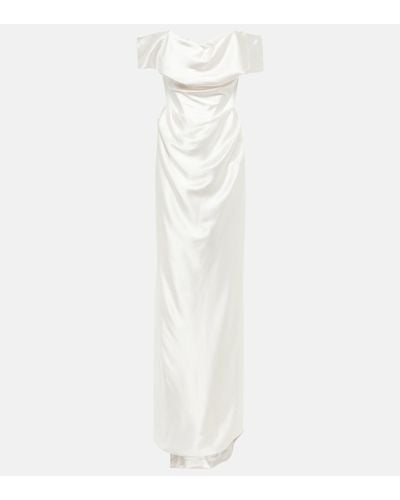 Vivienne Westwood Robe de mariee Long Cocotte en satin de soie - Blanc