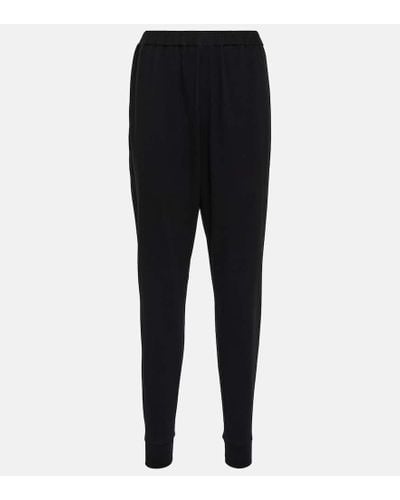 The Row Terea Cotton Jersey Tapered Pants - Black