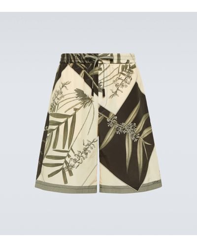 Loewe Paula's Ibiza Printed Cotton And Silk Shorts - Metallic