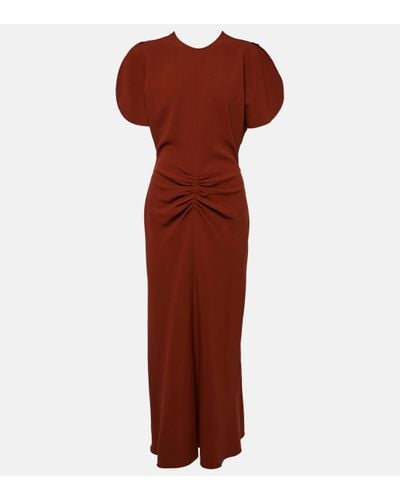 Victoria Beckham Puff-sleeve Gathered Midi Dress