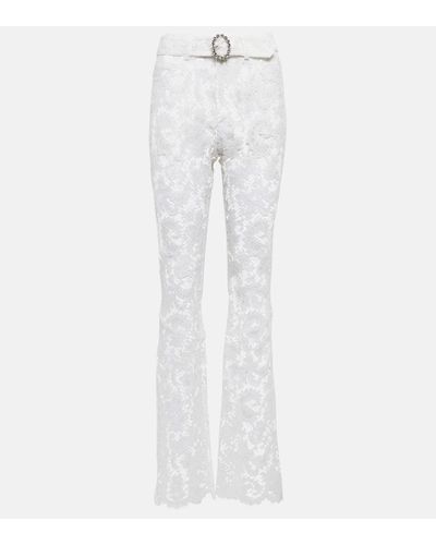 Alessandra Rich Floral High-rise Lace Pants - White