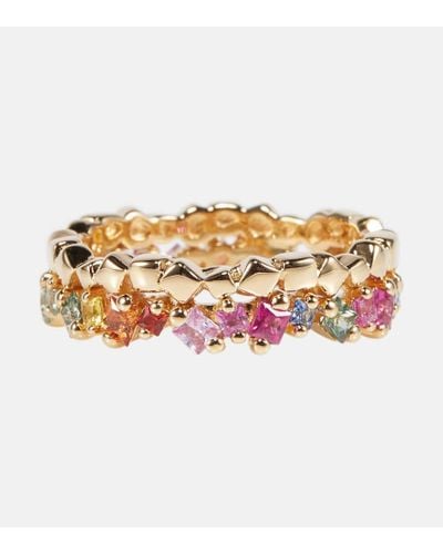 Suzanne Kalan Rainbow Mini 18kt Gold Ring With Sapphires - White