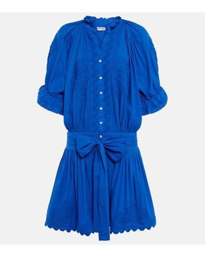 Juliet Dunn Besticktes Minikleid aus Baumwolle - Blau