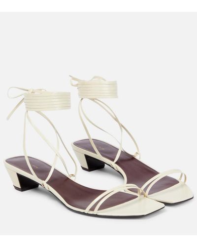 The Row Graphic Strap Leather Sandals - White