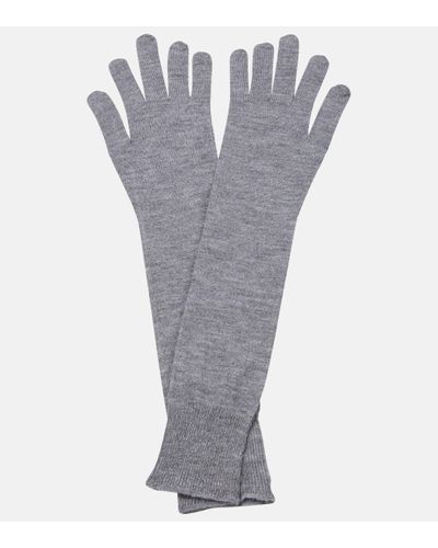 Alaïa Cashmere And Silk Gloves - Grey
