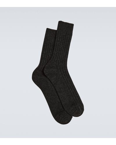 AURALEE Ribbed-knit Cashmere-blend Socks - Black