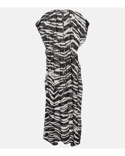 Stella McCartney Robe longue en coton a motif zebre - Noir