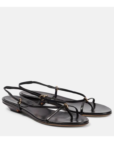 Khaite Marion Leather Thong Sandals - Black