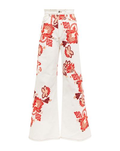 Etro Printed High-rise Wide-leg Jeans - Red