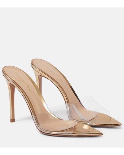 Gianvito Rossi Elle 105 Pvc And Patent Leather Mules - Natural