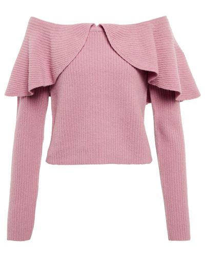 Altuzarra Hasla Off-shoulder Wool-blend Jumper - Pink