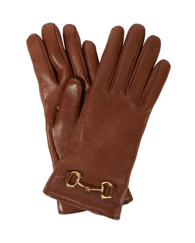 Gucci Leather Gloves With Horsebit - Brown