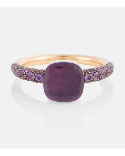 Pomellato Nudo Petit 18kt Rose And White Gold Ring With Amethyst And Jade - Purple