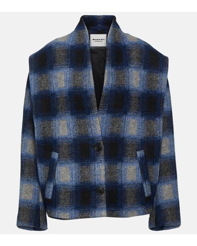 Isabel Marant Drogo Checked Flannel Jacket - Blue
