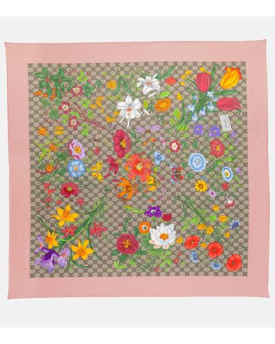 Gucci Pañuelo de Seda con Estampado GG Flora - Multicolor