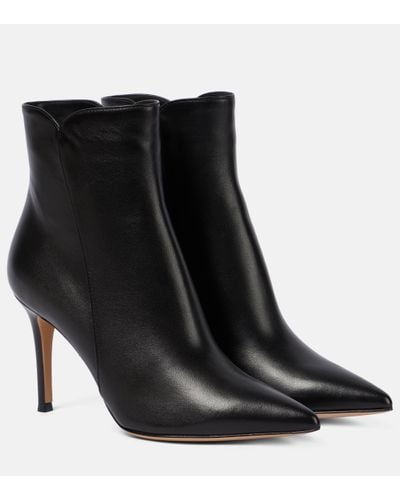 Gianvito Rossi Levy 85 Leather Ankle Boots - Black