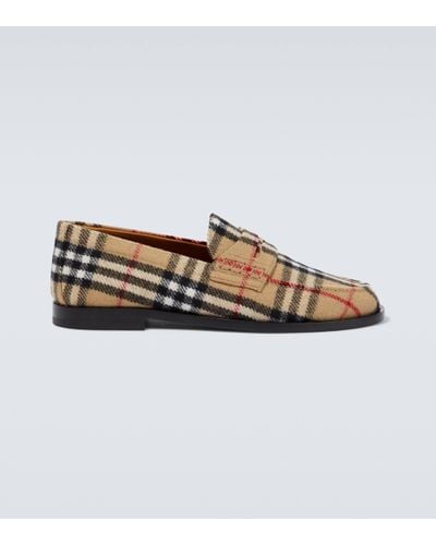 Burberry Check Felted Penny Loafers - Natural