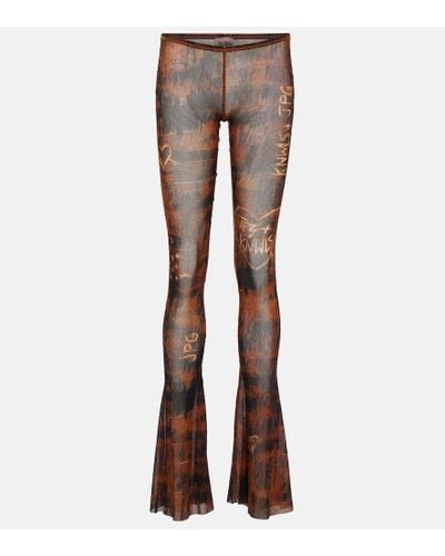 Jean Paul Gaultier X Knwls Printed Jersey Flared leggings - Brown