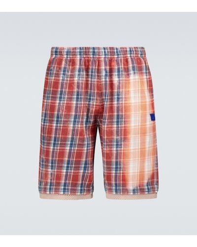 Acne Studios Flannel Checked Shorts - Red