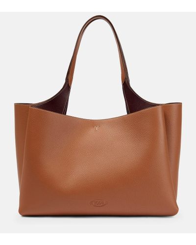 Tod's Medium Leather Tote Bag - Brown