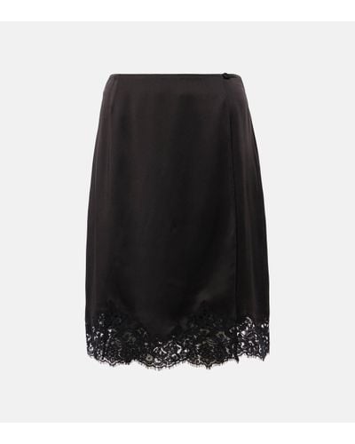 Stella McCartney Guipure Lace-trimmed Satin Midi Skirt - Black