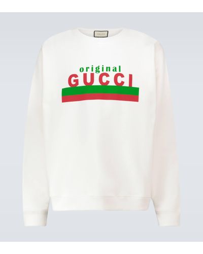 Gucci Sweat-shirt en jersey de coton à imprimé logo - Blanc