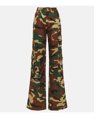 Alessandra Rich Camouflage Cotton Cargo Pants - Green